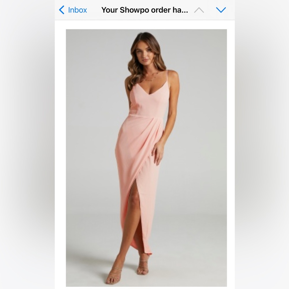 Showpo light pink wedding guest or bridesmaid dress